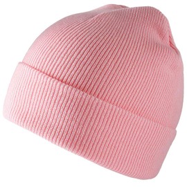 TYONMUJO Unisex Adult Knit Beanies for Men Women Warm Snug Hat Cap Pink