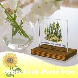 Jeremiah 1:5 Sign, Nursery Bible Verse Sign, Nursery Scripture Plaque, Religious Nursery Plaque, Christian Baby Room Decor, Acrylic Desk Decor Sign with Wood Stand - FSA067