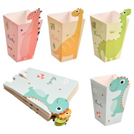 Emperoch 24 Pcs Popcorn Boxes, Cute Dinosaur Dinosaur Popcorn Box, Movie Night Popcorn Box, Small Cardboard Popcorn Container for Birthday Baby Shower Carnival Party Movie Night Popcorn Candy Snack