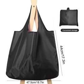 Ksheria Large Reusable Grocery Bags Foldable Waterproof Eco-Friendly Heavy Duty Shopping Tote Bags, Black