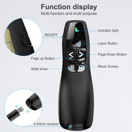 Wireless USB 2.4GHz Presenter Presentation Remote Control PowerPoint Presentation Pen for Remote Control PPT Red Pointer Remote Control for PPT/Windows XP/7/8/10/Mac OS/Linux