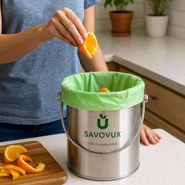 2.6 Gallon Compostable Trash Bags,Extra Thick Kitchen Food Scrap Bags with Handle, Compost Bags Small Certified by BPI &Europe OK Compost, 9.84L