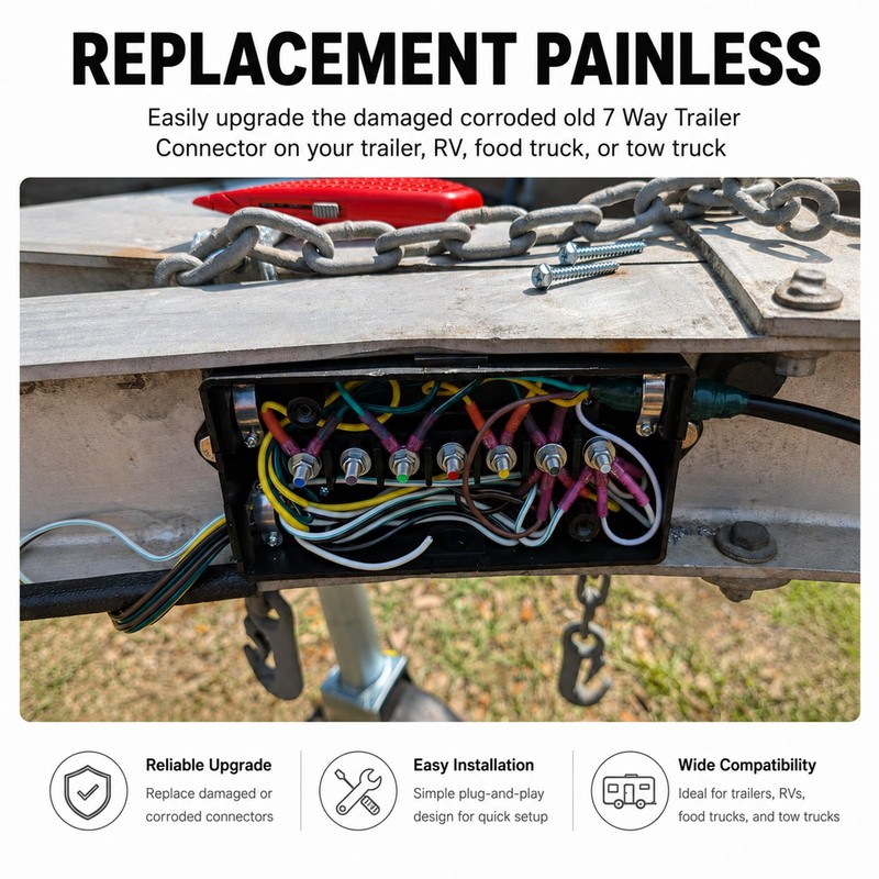 PKDOAX 8 Ft 7 Way Trailer Wiring Harness with Nylon