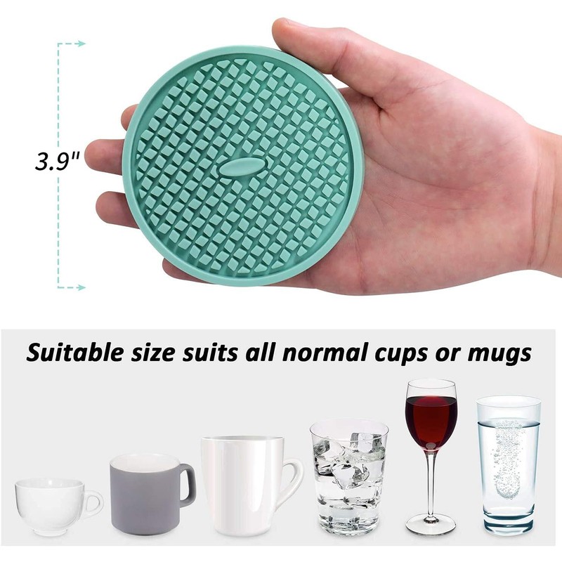 ME.FAN Silicone Coasters [6 Pack] Thickened Drink Coasters with Holder