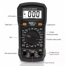 TACKLIFE Multimeter Electrical Tester 2000 Counts Manual-Ranging Amp Volt Meter