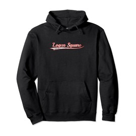 Logan Square Vintage Varsity Distressed Throwback Style Pullover Hoodie