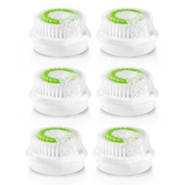 Replacement Facial Cleansing Brush Heads, Facial Cleansing Brush Head, Exfoliator Facial Brush Heads, for Acne Prone, Clogged and Enlarged Pores Skins (Green/6 Pack)