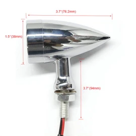 2pcs Chrome 15 LED Motorcycle Stop Brake Running Turn Signal Indicator Red Lights For Harley Honda Chopper (Chrome-Red Light)