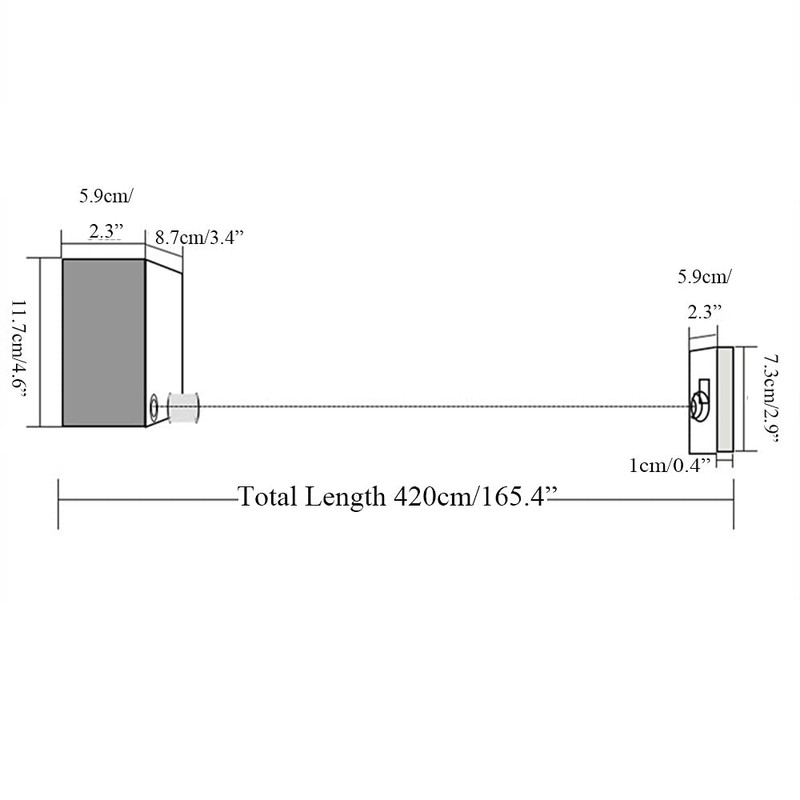 Drying Lines, Retractable Clothesline Stainless Steel Strings, 4.2M Adjustable Wall