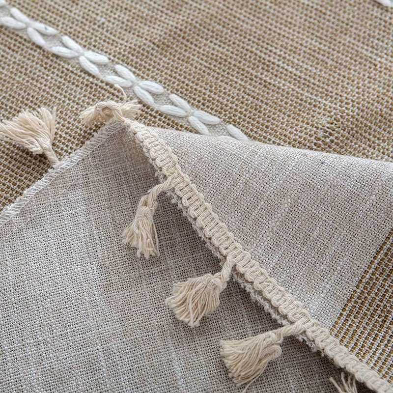 Nesrefyn Round Tablecloth 55 Inch (140cm) - Coffee Linen-Look Polyester