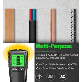 Stud Finders Wall Scanner Detector, 5-in-1 Electronic Stud Finder with LCD Display & Audio Alarm, Wall Scanner Sensor for Wood, AC Live Wire, Metal Studs Detection (TH430 black)