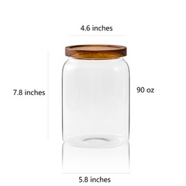 Sweejar Glass Jars for Laundry Room Organization, 90 ounce Laundry Pods Container, Glass Food Storage Jars with Airtight Lid, 1 Pack, Press Lid