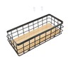 Mobestech 1Set Desktop Iron Storage Basket with Wood Board Hanging