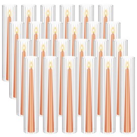 Hurricane Candle Holder Sleeve, Cylinder Candle Holders for Pillar Candles, D:2.5" H:14" Clear Ribbed Glass Candle Holder Set of 24, Open Ended Candle Shade for Centerpieces Wedding Table Decorations