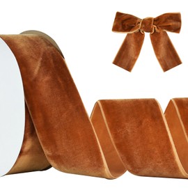 RIBBOOO Brown Velvet Ribbon 5 cm x 10 yds, Vintage Velvet Ribbons for Christmas, Wreath Bows Decoration, Craft Gift Packaging, Valentine's Day Bouquet Packaging