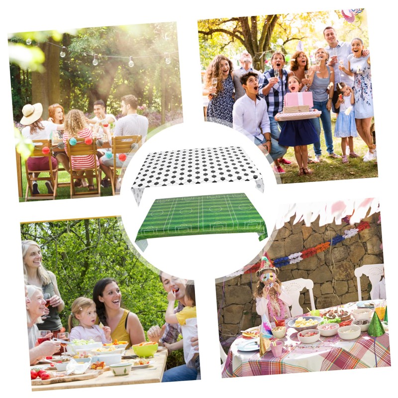 Kisangel 2pcs Football Themed Tablecloth Plastic Soccer Party Supplies Table
