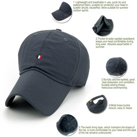 Loneshark Mens Quick Dry Baseball Caps Womens Waterproof Baseball Hats Charcoal Grey Gray