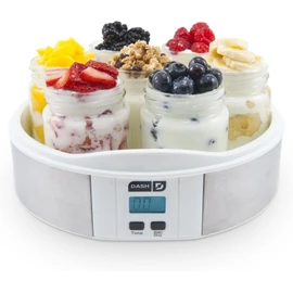 Dash Probiotic Yogurt Maker Time Control Steel Base Glass Jars Parfait Overnight