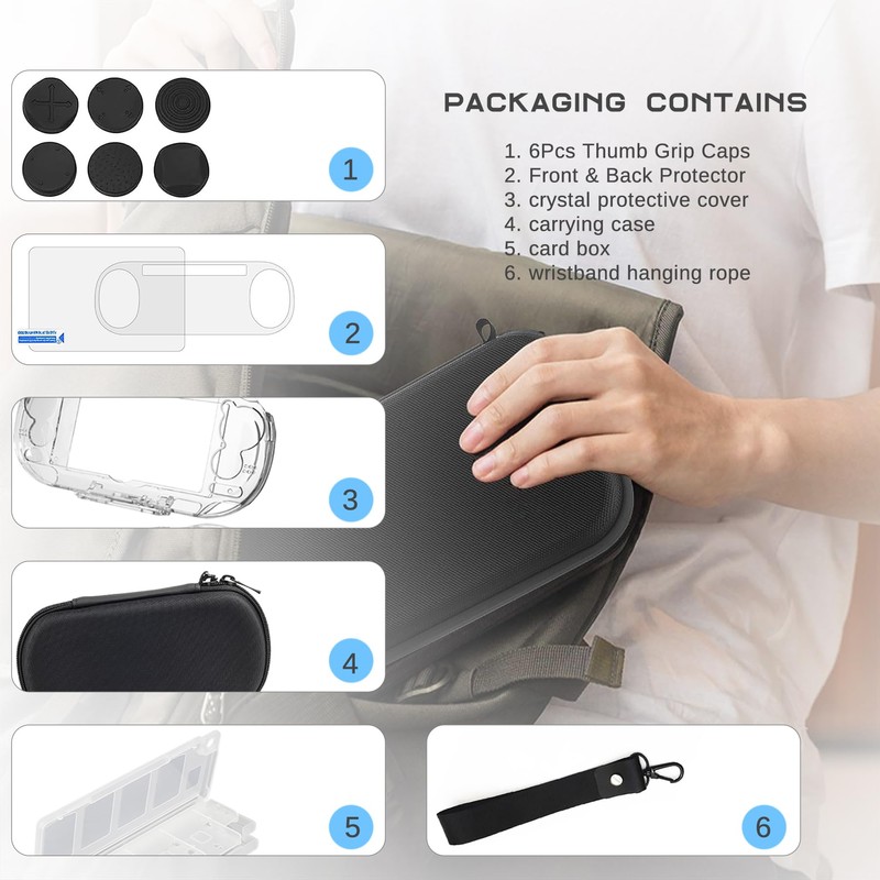 12-in-1 Accessories Kit for PS Vita 1000 - Black Case