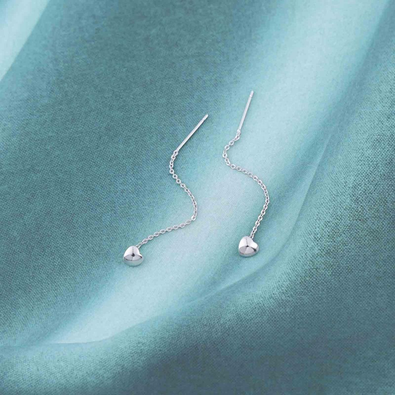 Aneneiceera Boho Heart Threader Chain Earrings Bar Chain Drop Earrings