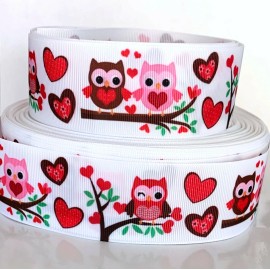 GROSGRAIN RIBBON 5/8", 7/8", 1.5", 3"  Valentine's Day Owl Hearts Gifts Hairbows - 7/8"