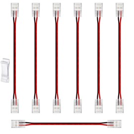 2 Pin 10 mm LED Light Strip Connector 22Awg 150 mm / 6 Inch Cob LED Plain LED Extension Plug Solderless Adapter Terminal for Cob 12 V/24 V Light Strips (Pack of 7)