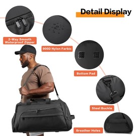 60L Duffel Bag for Travel - Workout Bags for Gym Men with Shoe Compartment & Wet Compartment - Sport Bags for Men,Weekend Bag Men Waterproof Duffel Bag - Gym Duffle Bags for Men Black Duffel Bag