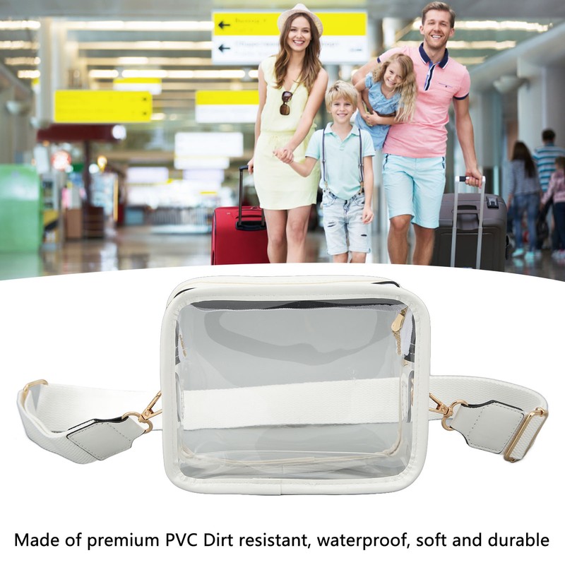 Clear Shoulder Bag PVC Zippered Waterproof Stadium Approved Purse for