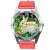 TAPORT RED Leather Round Quartz Watch for Rabbits Fans e2