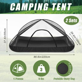 Vincreem 2 Pcs Pop up Mosquito Net Tent for Camping Outdoor 86. 6 x 39. 4 x 37. 4 Inch Foldable One Person Pop Tent Waterproof Freestanding Insect Bug Net for Summer Camps Camping Hiking Outdoor