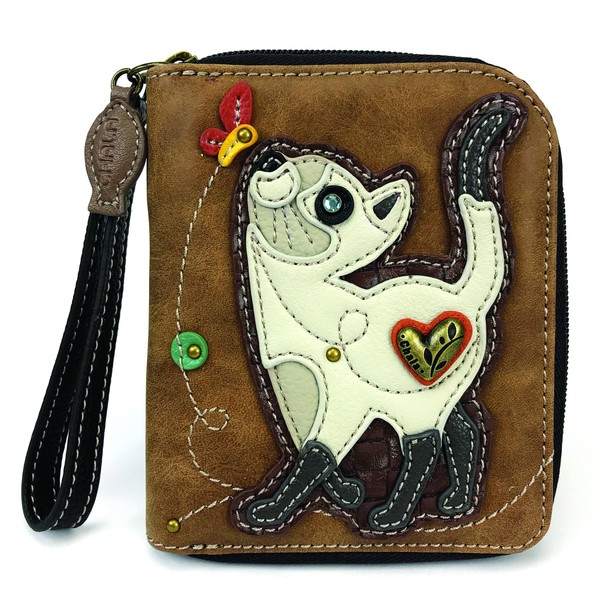 CHALA Zip Around Wallet, Wristlet, 8 Credit Card Slots, Sturdy