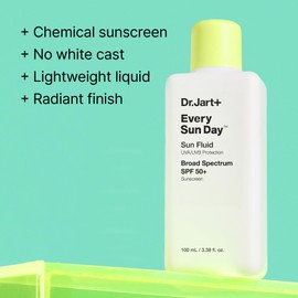 Dr.Jart+ Every Sun Day Sun Fluid Korean Sunscreen SPF 50+ for Face | Korean Skin Care, 3.38 Fl Oz
