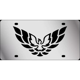 Eurosport Daytona Chrome Pontiac Firebird Emblem Premium Steel License Plate with 3D Black Logo
