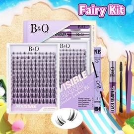 【BacktoSchool】Fairy Manga Lash Kit l B&Qaugen 0.05mm Invisible Band 144pcs Individual Clusters,C Curl for DIY Eyelashes Extension,Waterproof Sleep Proof,Week Long Lasting Fake Lash Cosmetic Makeup Anime Lash Outdoorfun Vacation Lash:_Victory Kit