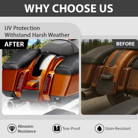 PIT66 2pcs Black SaddleBag Lids Covers Leather Compatible with 2014-2023 Harley Davidson Touring (Electra Glide FLHT, Road Glide FLTR, Road King FLHR, Street Glide FLHX)