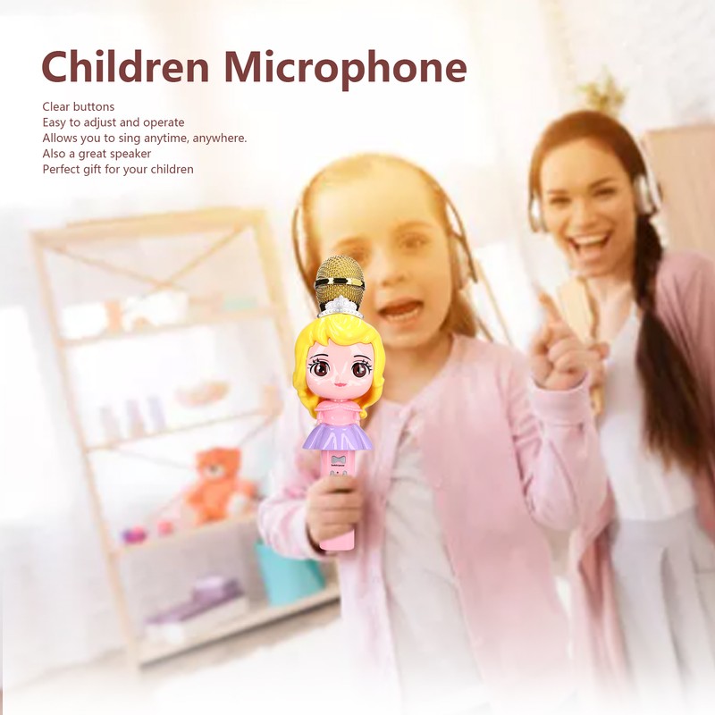 Children Microphone Cute Cartoon Exquisite Girls Wireless Bluetooth Microphone Toy