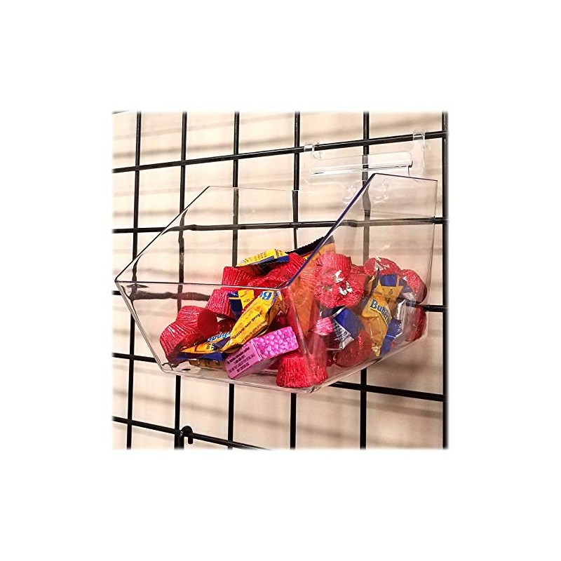Slatwall to Gridwall Clear Acrylic Bin Adapters for Items with