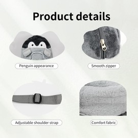 WisePoint Small Backpack, Plush Travel Backpack, Beautiful Women's Backpack with Adjustable Shoulder Strap, Penguin Shaped Backpacks for Water Bottles, Umbrellas, Purse, penguin