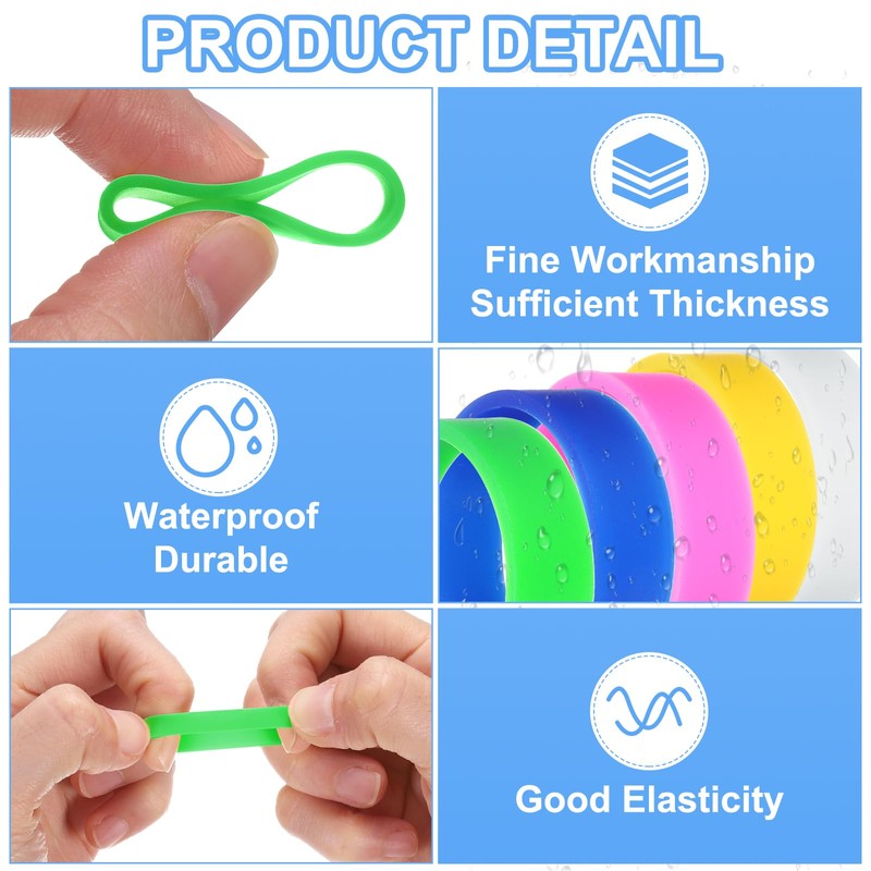 uxcell 12Pcs Silicone Rubber Bands,20mm/0.8" Rubber Bands Rings Cable Ties