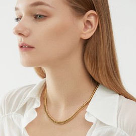 BUEMMR Cuban Link Chunky Chain Necklace 14K Gold Plated Thick for Men Daily Street Wear, Trendy Necklace Women Party Gifts