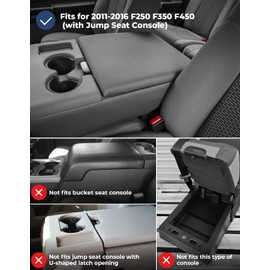 ISSYAUTO ISSYAUTO Center Console Cover Compatible with 2011-2016 Ford F250 F350 F450 Super Duty with Jump Seat Console, Leather Armrest Cover Center Console Cushion, Gray (Jump Seat Only)