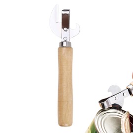 Safe Manual Metal Can Opener Side Cut Tin Lid Remover Steel Professional Ergonomic Can Opener with Wood Handle Kitchen Tools