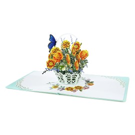 CUTPOPUP Marigold Birthday Cards for Women, Mother's Day Card Pop Up, 3D Greeting Card for Wife Daughter Her Girl Sister (Marigold) US8-40UK1515