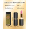 Glitter Metallic Lipstick Long Lasting,Rose Pink Creamy Lip Gloss for