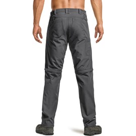 CQR Men's Convertible Cargo Tactical Pants, Water Resistant Outdoor Hiking Pants, Zip Off Lightweight Stretch Work Pants, Rocky Jet Grey, 36W x 34L