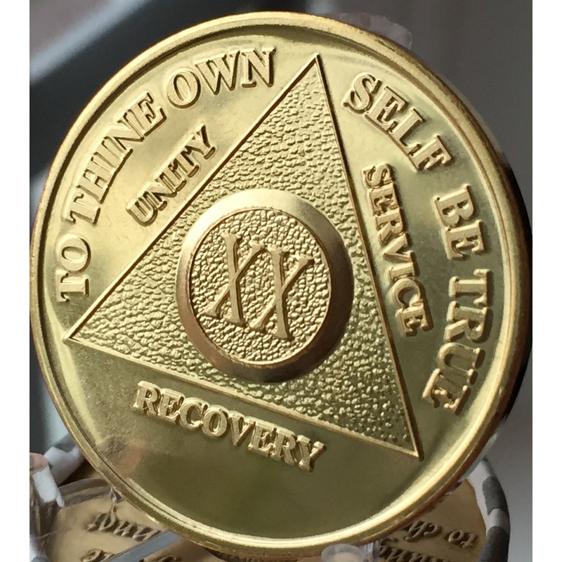 Xingcolo 20 Year 24K Gold Plated AA (Alcoholics Anonymous) -