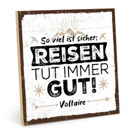 TypeStoff HS-00493 Wooden Sign with Saying - So Much Is Safe: Travel - Vintage Look with Quote as Gift and Decoration