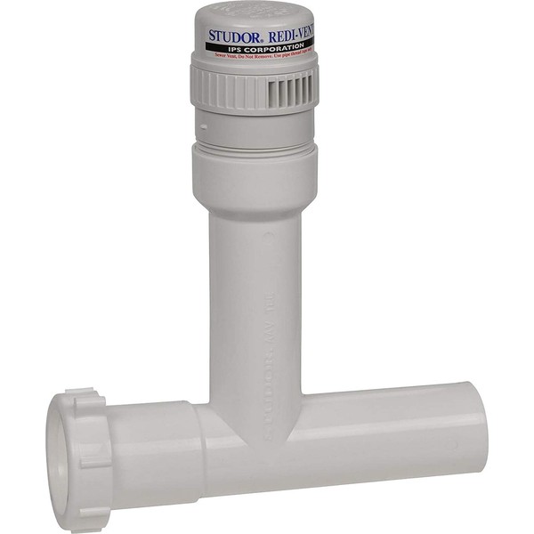 Studor 20391 Redi-Vent Air Admittance Valve with Tubular Tee Adapter, 1-1/2-Inch Connection