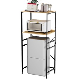 QieerHior Mini Fridge Shelf Mini Fridge and Microwave Stand Over Mini Fridge Storage Rack Height Adjustable Microwave and Fridge Stand Suitable for Dorm, Kitchens, Offices, Yellow