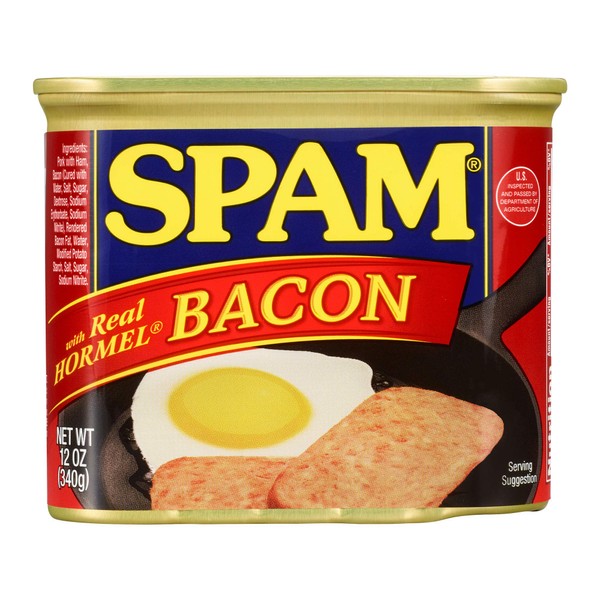 Spam with Real Hormel Bacon, 12 Ounce Can (Pack of 6)